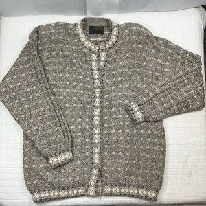 100% Alpaca Wool, Made in Peru, oversized knit button-down cardigan; Sz L